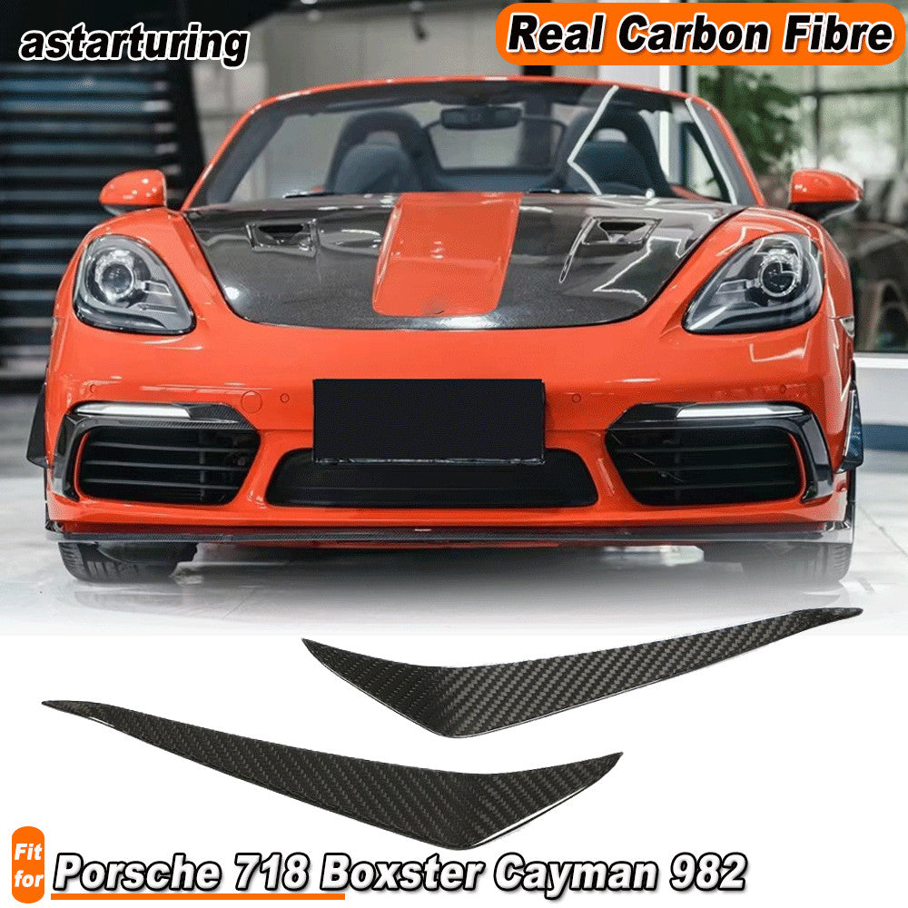 for Porsche 718 Cayman 982 DRY CARBON Front Bumper Splitter Canards Fins