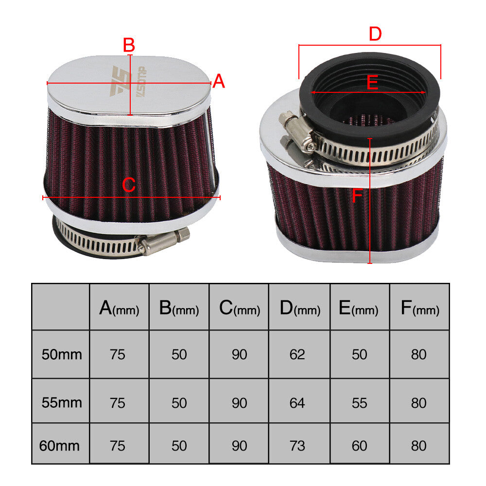Carburetor 50mm Velocity Stacks Air Intake Filter ATV Bike Motorcycle Q