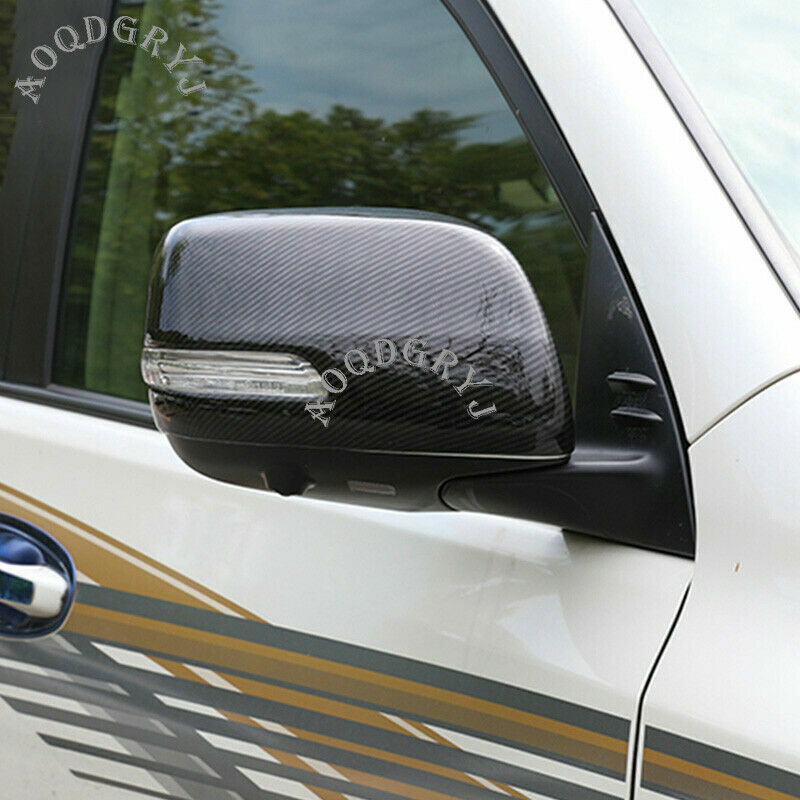Carbon Fiber Rear View Side Mirror Cover Trim Caps for Toyota Prado 2010-2021