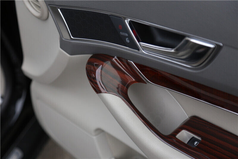 Car Glass Window Lifting Lock Panel Trim 4 Fit for Audi A6L 2005-2011 Red Wood