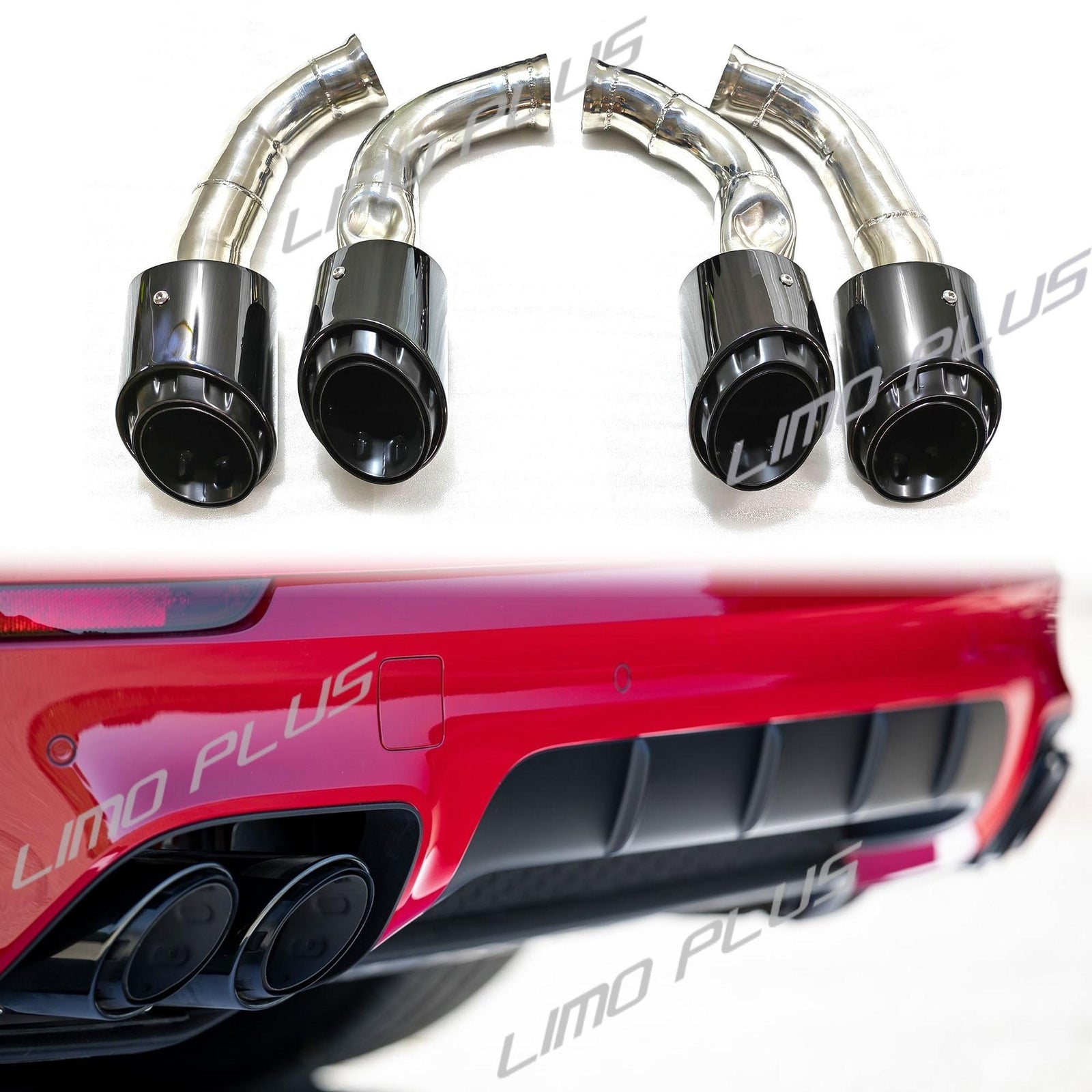 Black Exhaust Muffler Tips for Porsche 958 for Cayenne S/GTS/Tuobo 2015-2018 Q