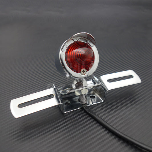 Chrome Tail Brake Light Plate For Cafe Racer Bobber Choppers Sport Bike Custom Q