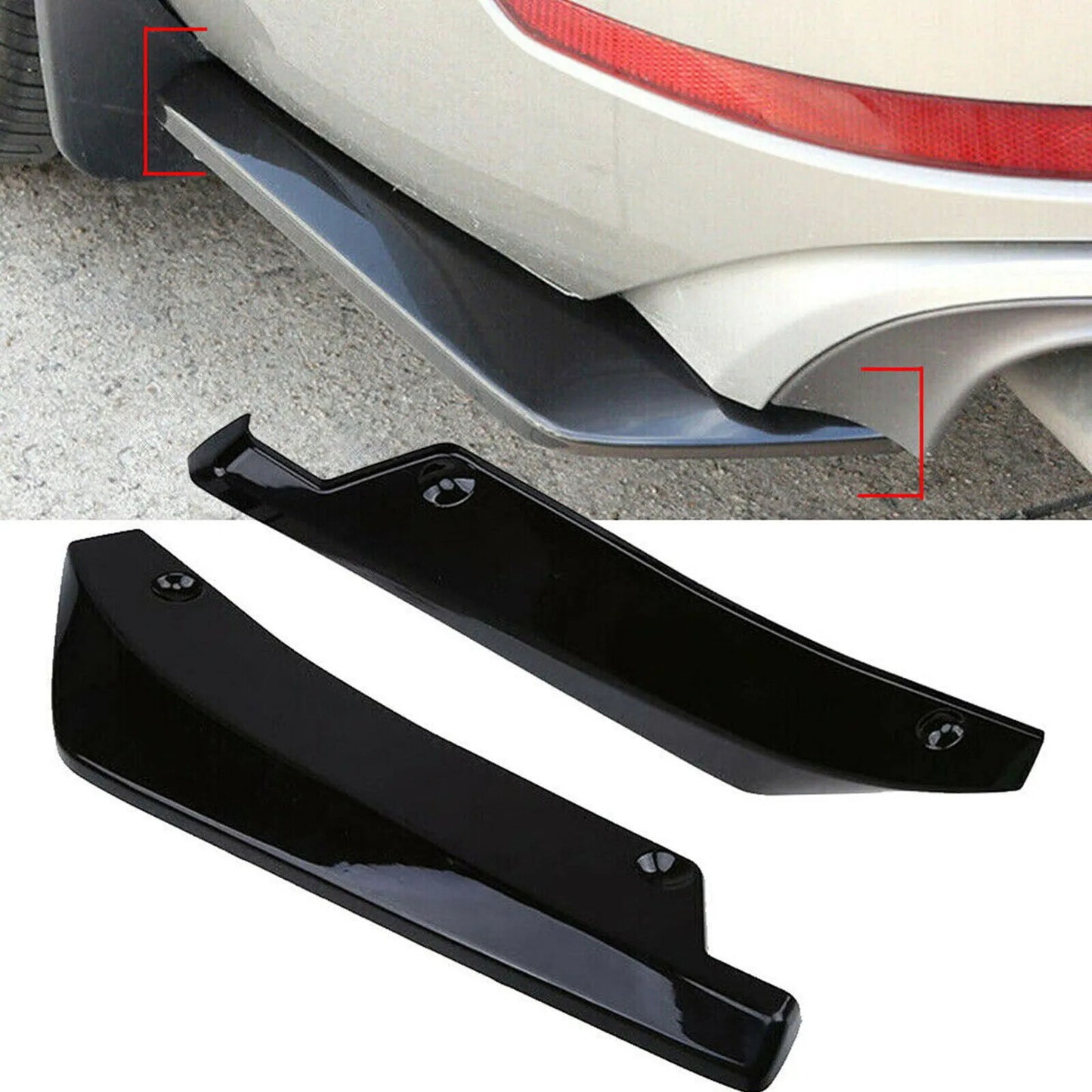 2 Black Accessories Car Rear Bumper Lip Diffuser Splitter Cana- n