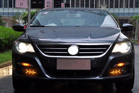 for VW CC 10-2012 LED Daytime Running Light DRL Fog Lamp Turn Signals Tricolor B n
