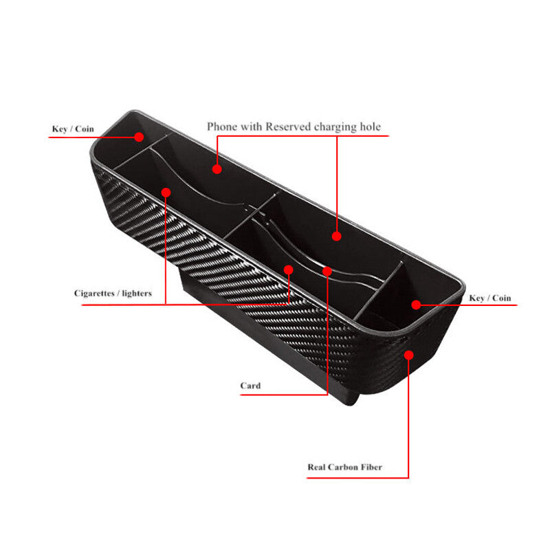1-Piece Carbon Fiber Car Front for Seat Side Buckle Box Console Storage Bag Pocket n