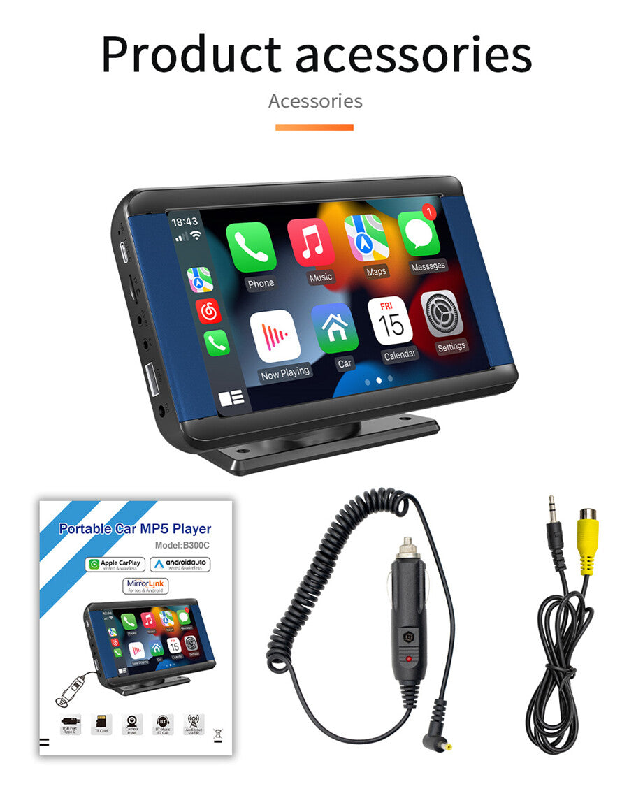 7-inch touchscreen car MP5 player radio portable display wireless CarPlay Android- n