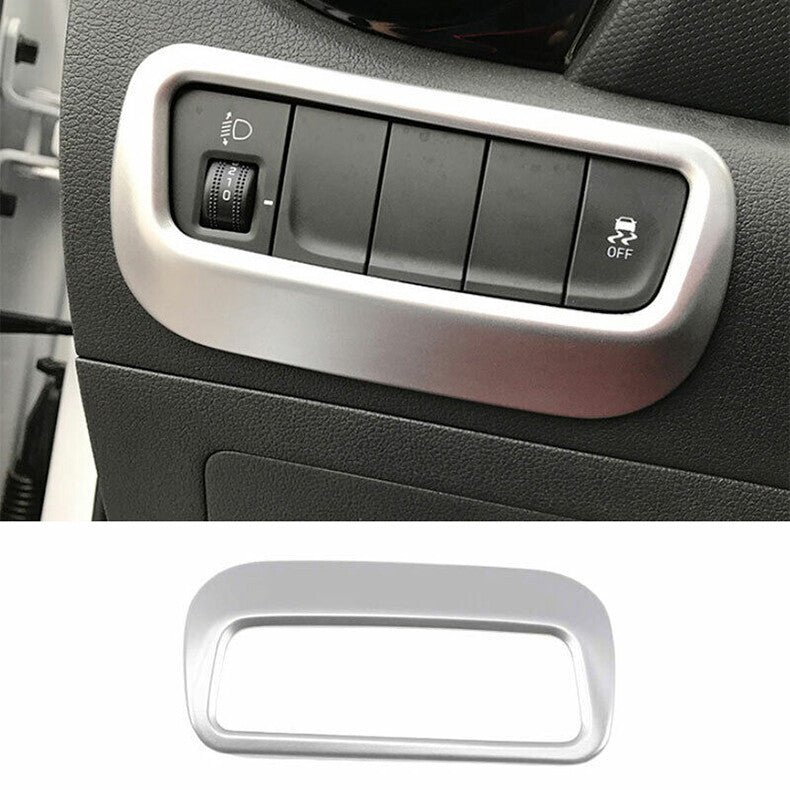 for Hyundai Kona 2018-2021 Silver Headlight Switch Button Frame Cover Trim