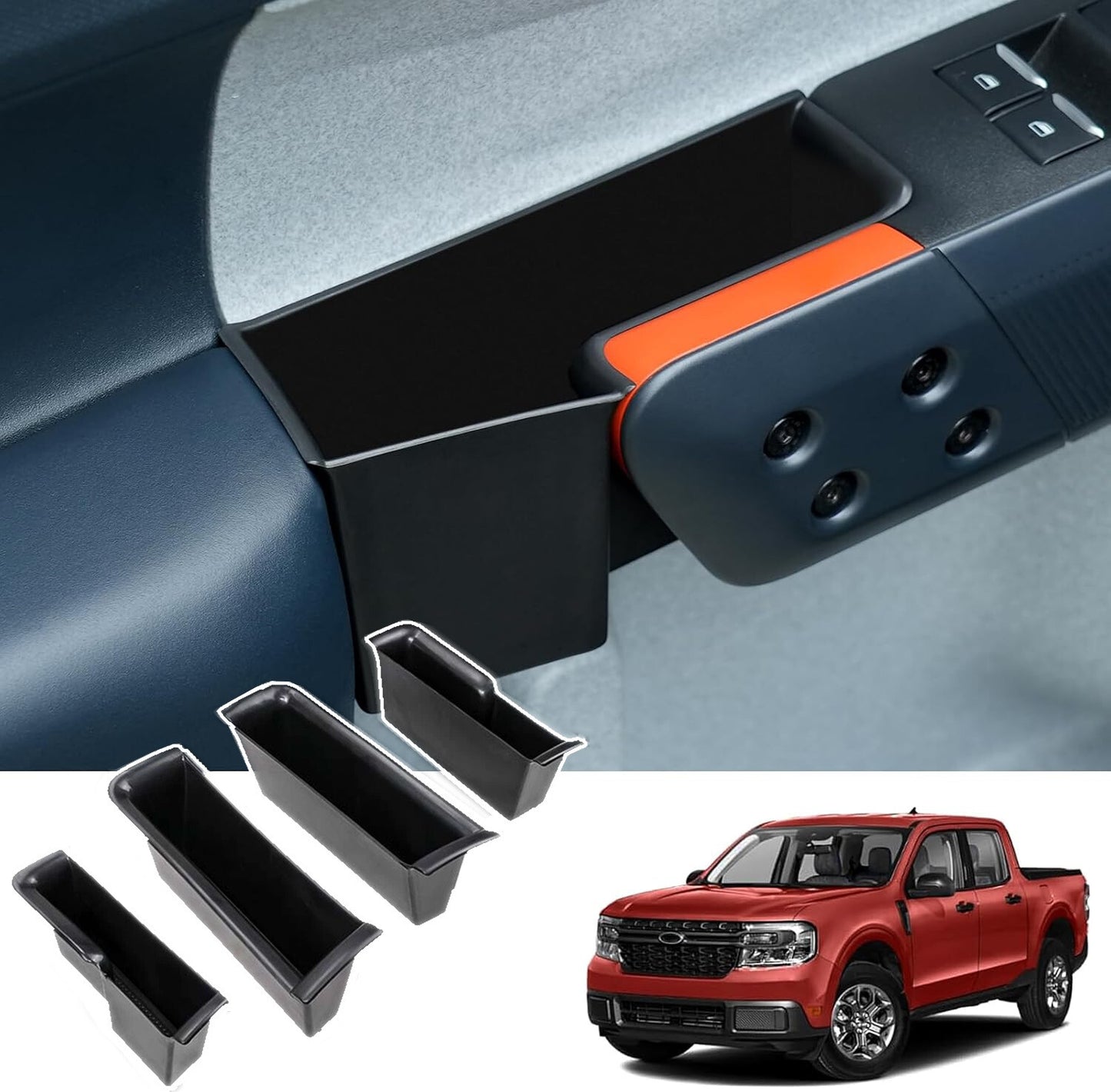 4X For 2022-2025  for ford  Maverick Cab Front Rear Door Storage Box Organizer Trays Q