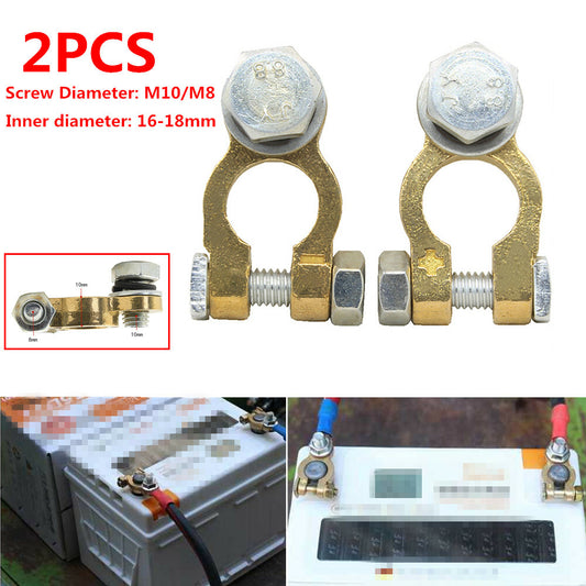 2-pack M10/M8 car SUV battery pure copper battery clamps and cable heads (brass) n