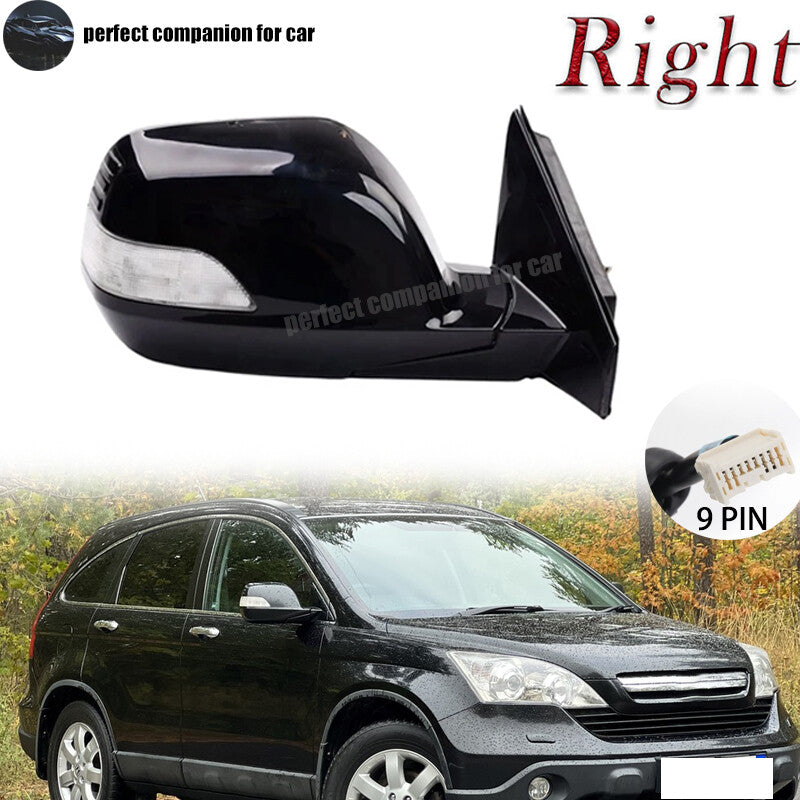 Right Black Door Side Mirror W/ Signal Light Heated 9PIN for HONDA CRV 2007-2011