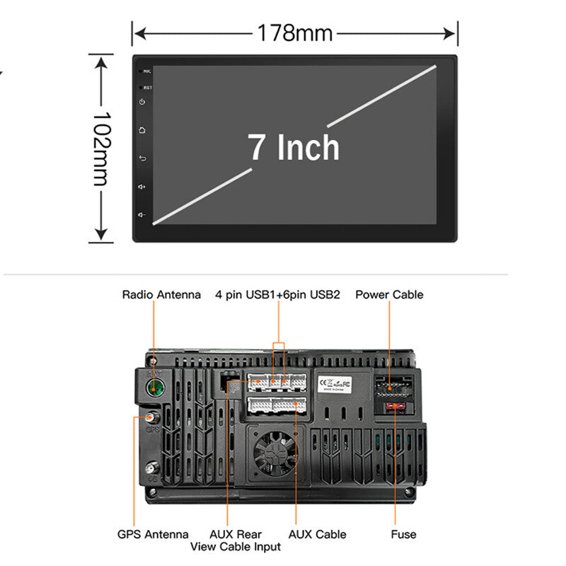 7-inch 2DIN CarPlay stereo radio, Android 12 touchscreen, WIFI, GPS navigation, MP5. n