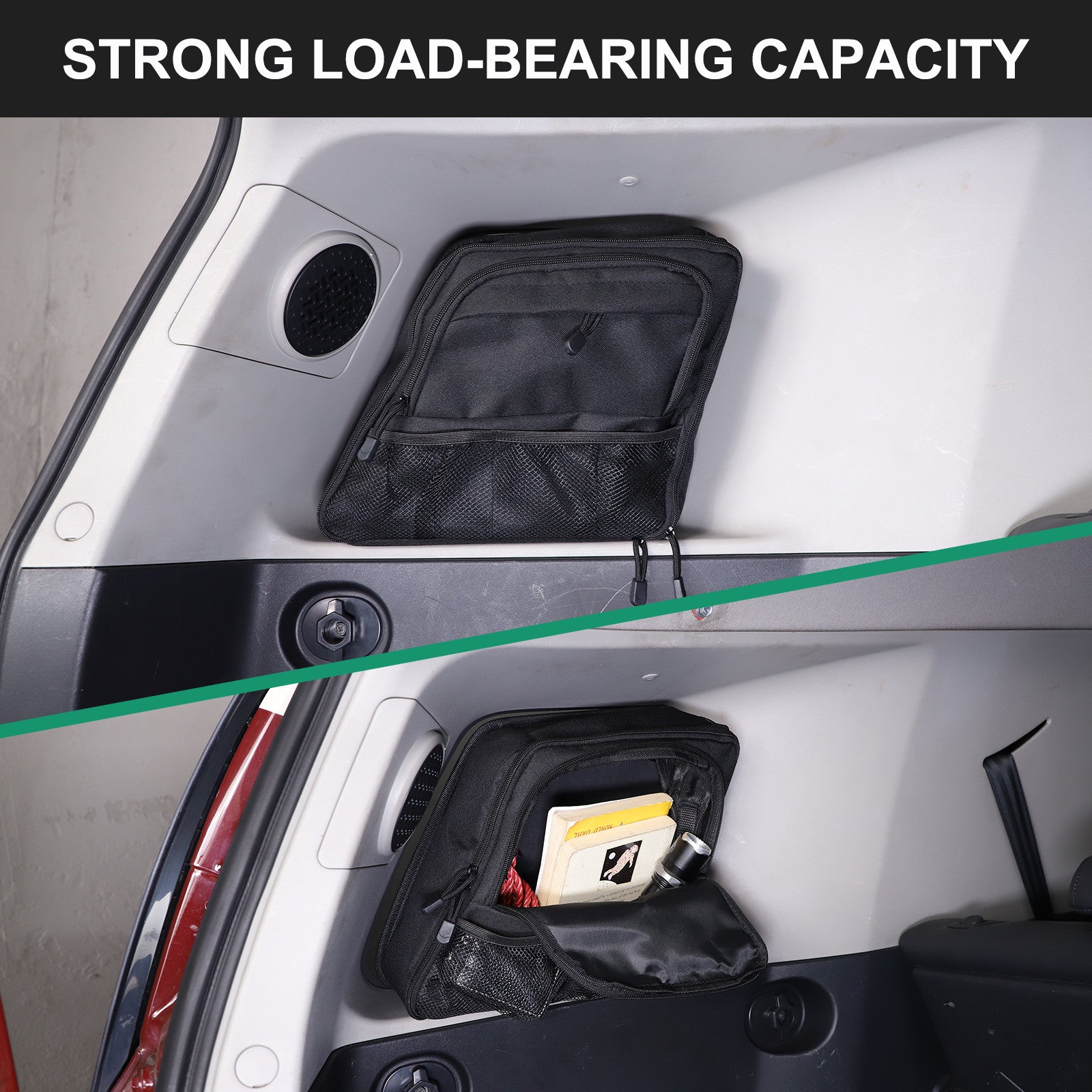 Rear door window left-side storage pocket for FJ Cruiser 2007-2021, Black. n