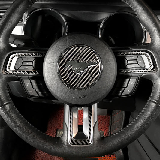 for ford  for Mustang 2015-2022 Real Carbon Fiber Steering Wheel Cover Trim Stickers