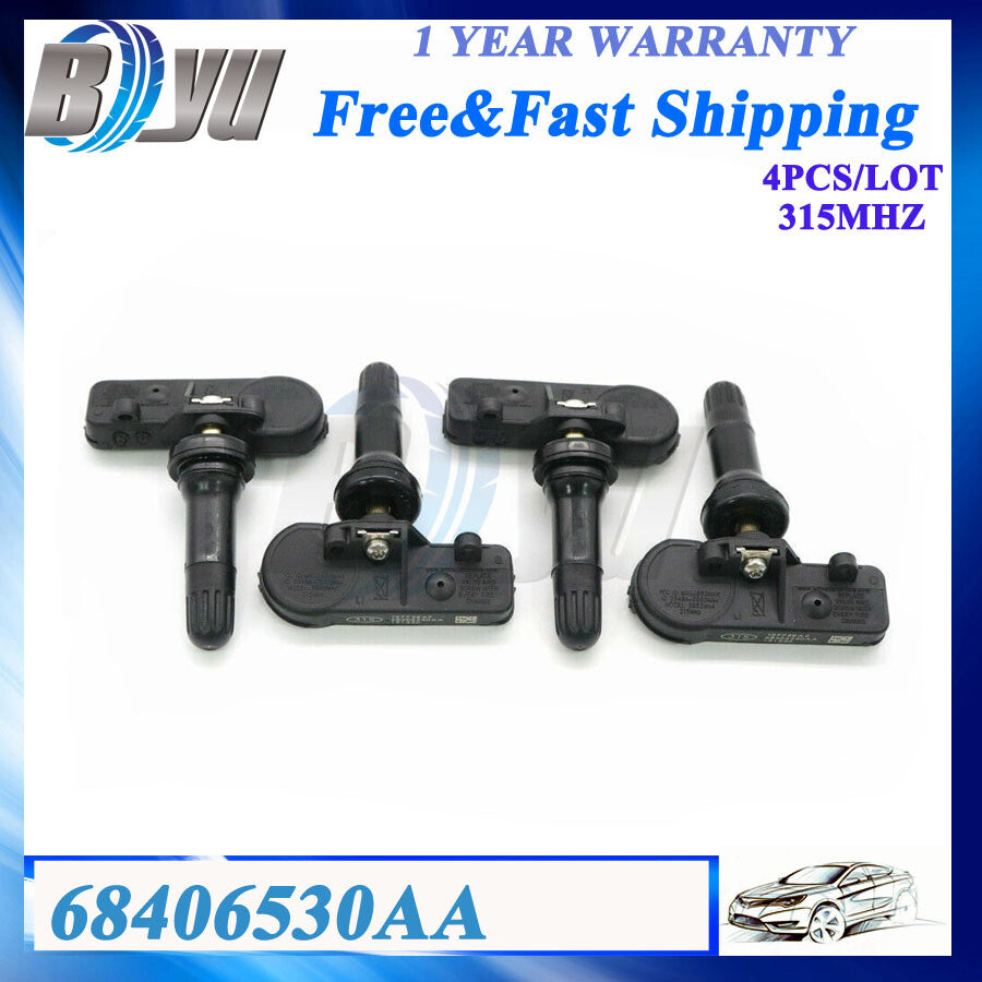 4pcs 315MHz TPMS Tire Pressure Sensor 68406530AA for Jeep for Dodge for Chrysler