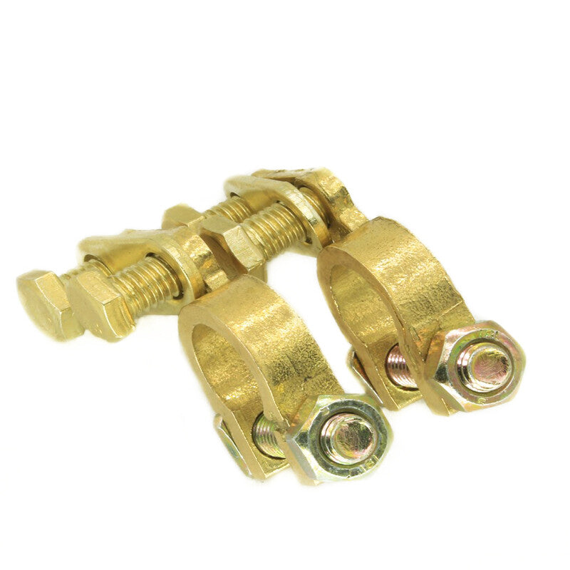 M8 Pure Brass Automotive and Marine Battery Top Post Cable Terminal Wire Clamp Isolator × 2- n