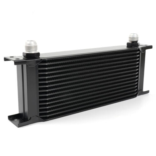 Black 15 Row Aluminum Engine Transmission Oil Coolers 10AN Hose End Fittings Kit Q