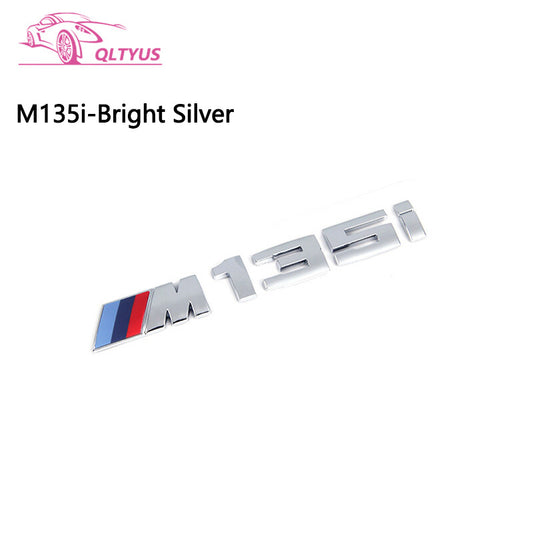 Small lettering decal badge set for BMW M135i silver trunk badges