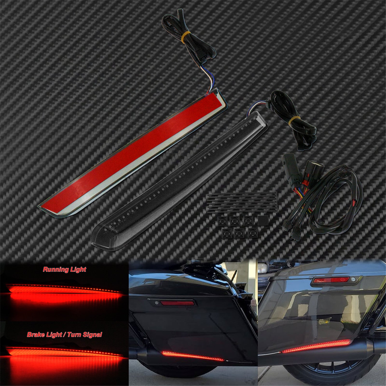 Smoke Rear Saddlebag Extended Bag Light LED Run Brake Turn Signal Fit for Harley Q