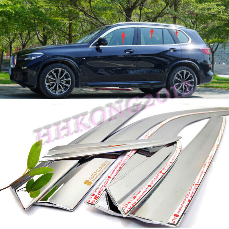 for BMW X5 2019-2023 Chrome Window Wind Visors Sun Rain Guard Vent Deflectors