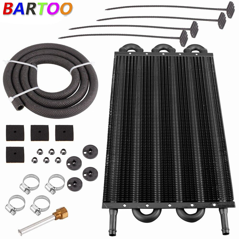 6 Row Aluminum Remote Transmission Oil Cooler Auto-Manual Radiator Converter Q