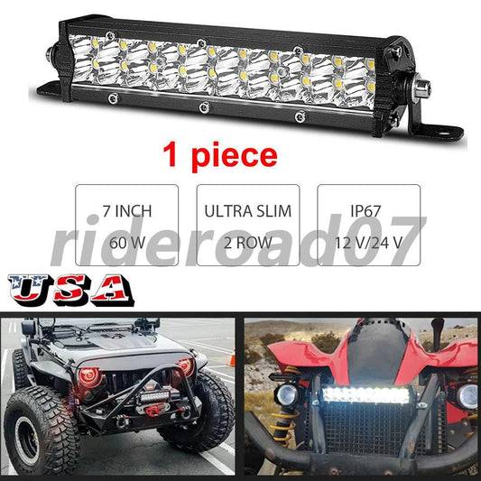 7 Ultra Slim LED Light Bar Spot Flood Combo Work Offroad Truck Driving ATV SUV