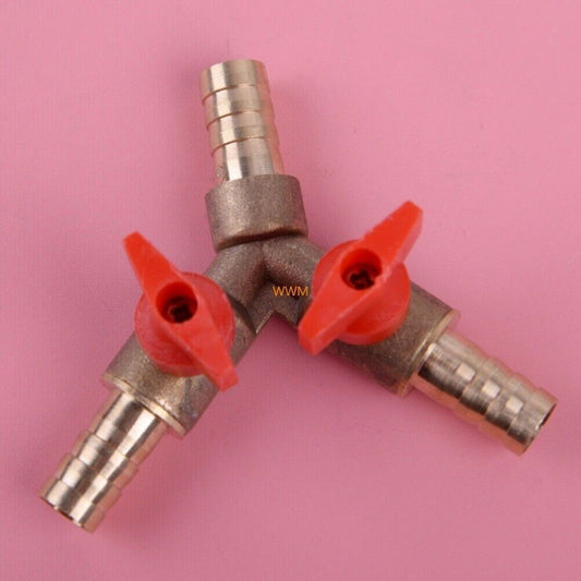Brass 3/8 10mm Y 3-Way Hose Connector Shut off Ball Valve for Fuel Gas Fitting. n