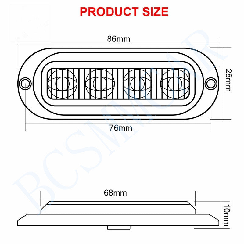 Car Truck LED Ice Bird Lens Edge Lights Sign Lamp Smoked Black Cover Red Light
