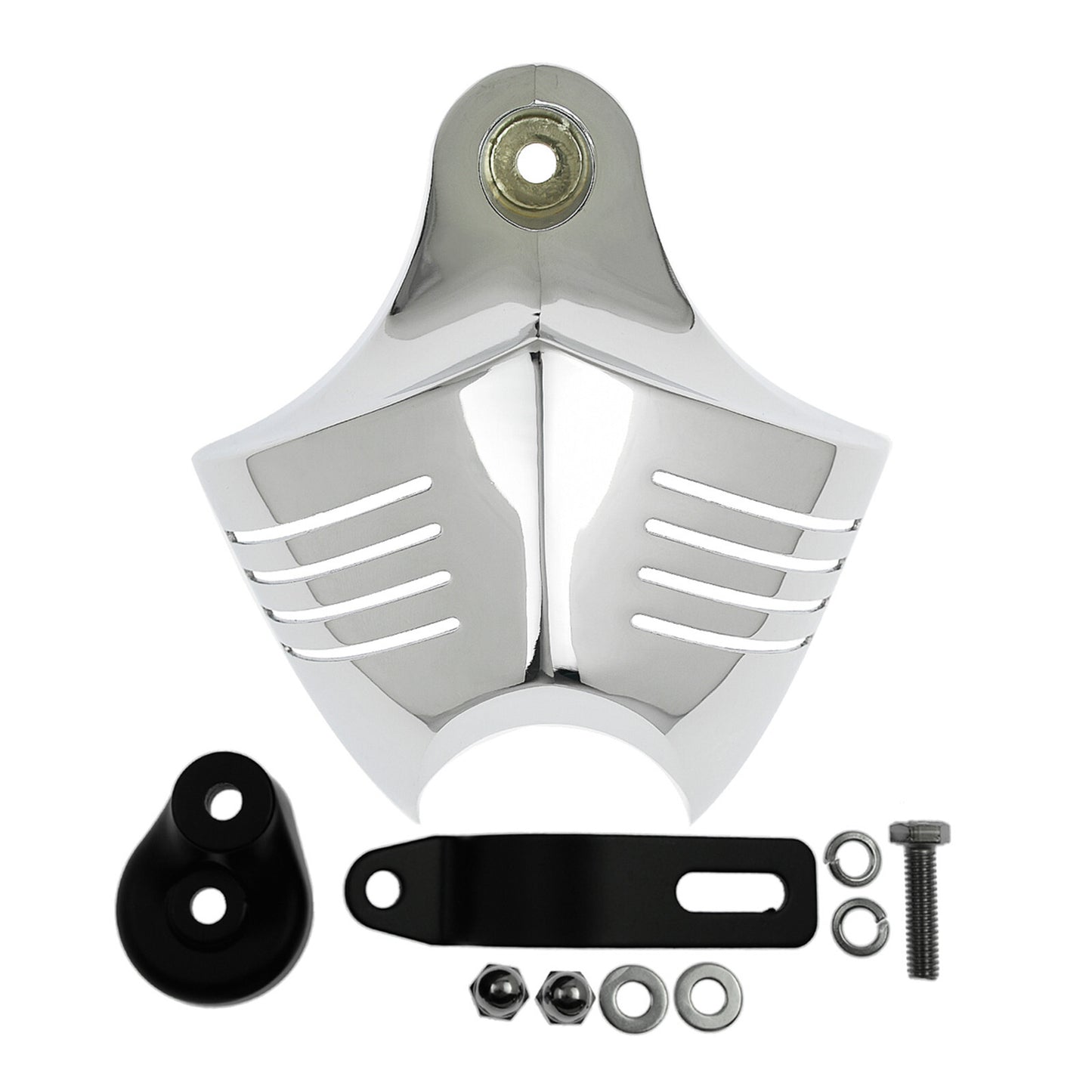 Chrome V-shield Horn Cover Fit for Harley Softail Dyna Glide Twin Cam Touring Q