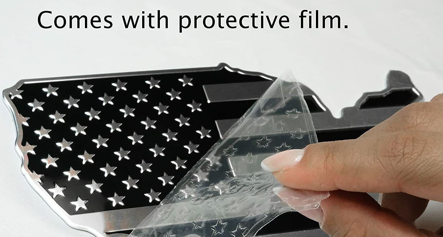 Car side fender rear boot badge chrome black American flag map for Cadillac 1x