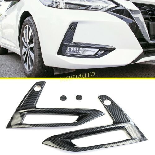 Carbon Fiber Front Bumper Fog Light Lamp Cover Trims for Nissan Sentra 2020-2023
