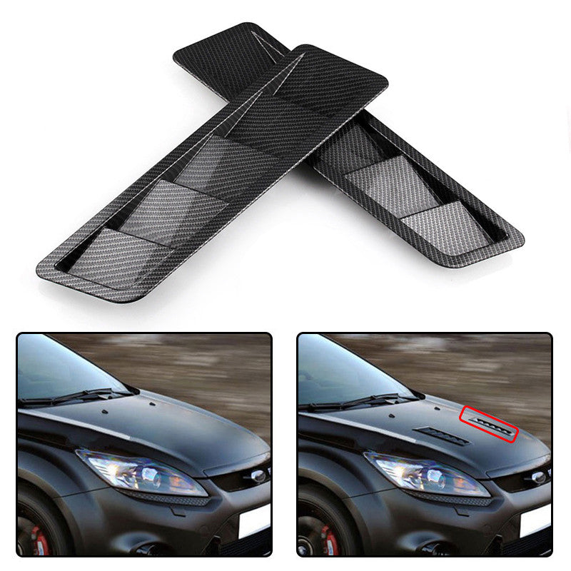 2x Racing Car Range Hood Vents Louver Cooling Panels with Carbon Pattern Matte Black Finish n