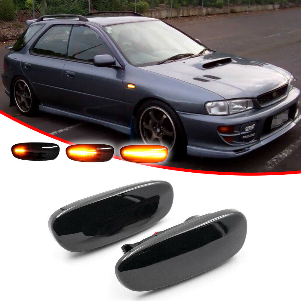 For 1993-01 for Subaru Impreza Sequential Smoked Fender LED Side Marker Lights Flashing - v