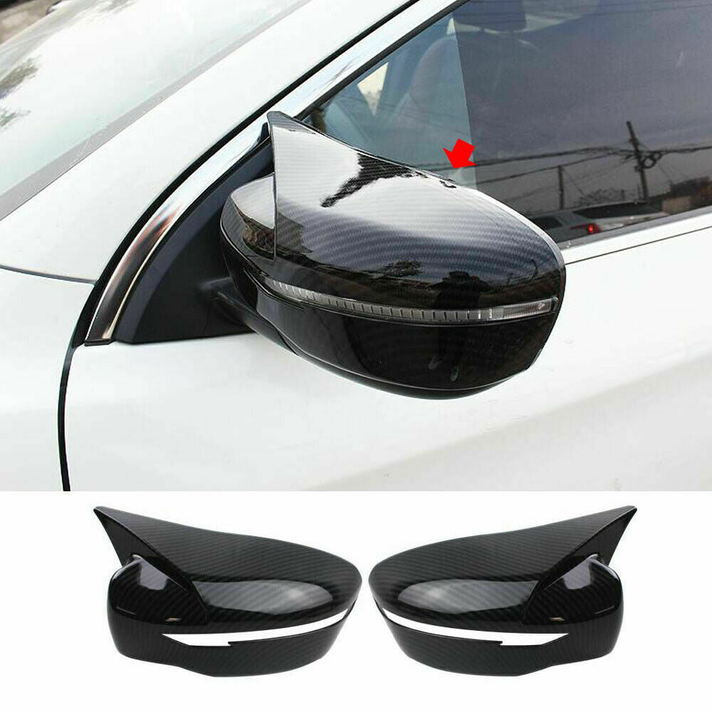 2 for Nissan Rogue 2014-2020 Carbon Fiber Exterior Ox Horn RearView Mirror Cover
