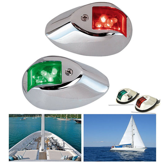 Two pairs of red and green boats vertically mounted with 12V LED navigation side lights, 915935 mm. n