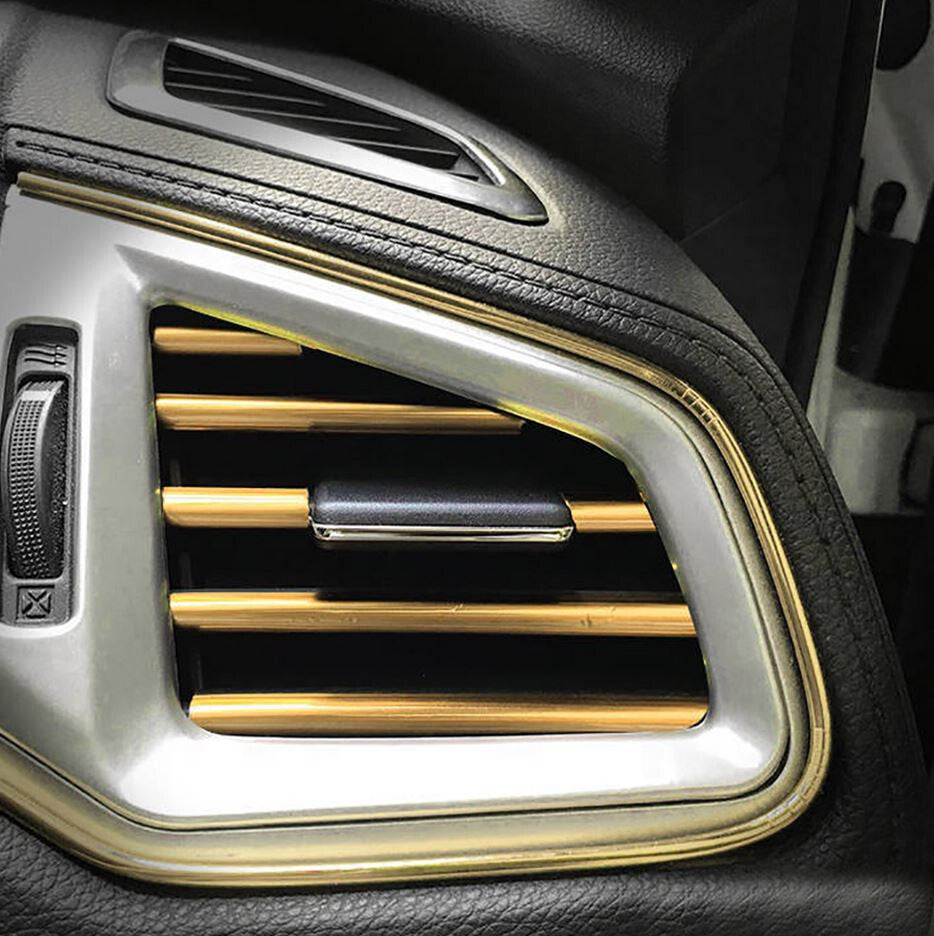 Molded decorative strips for Volvo car air conditioning sockets, gold finish, 10 pieces