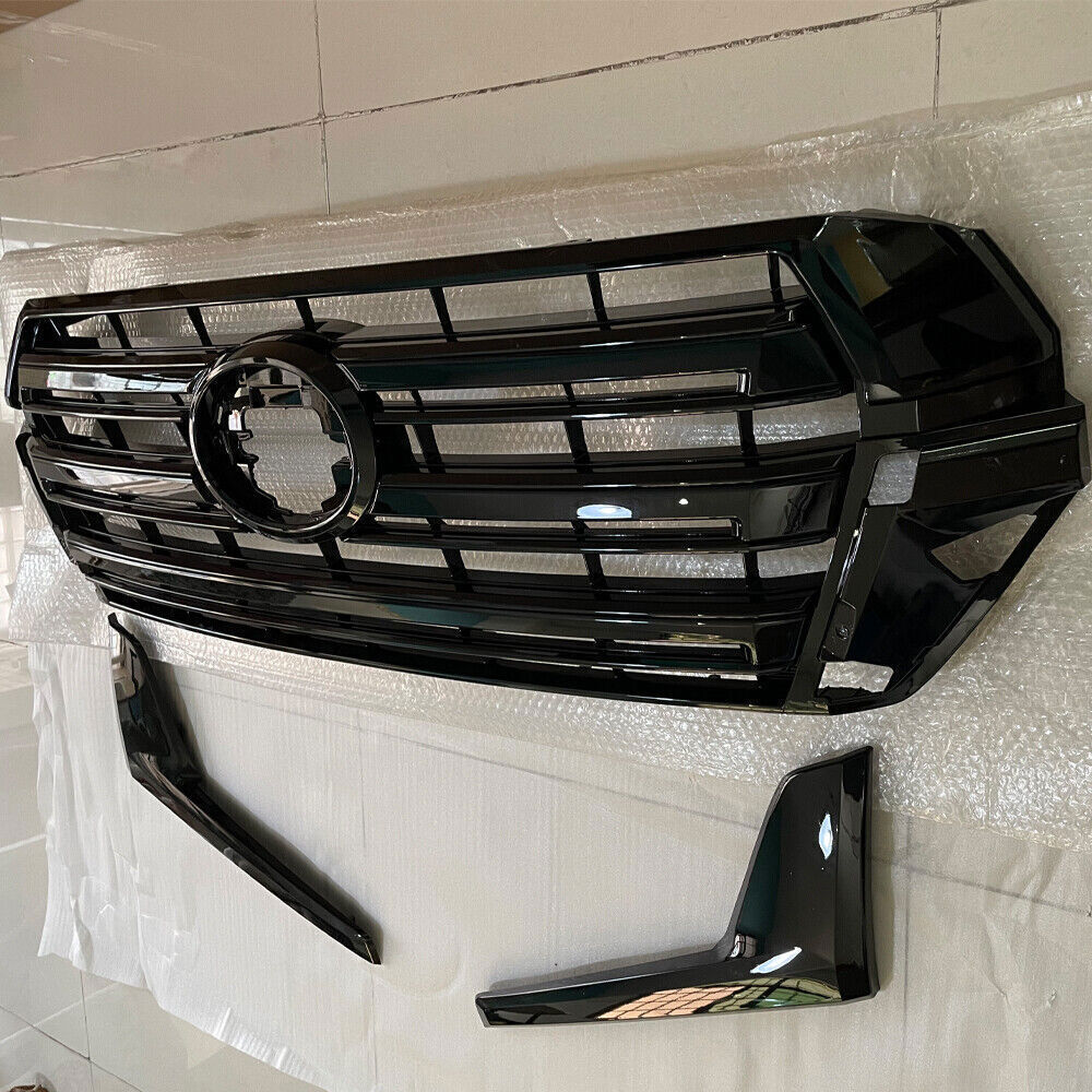 Front Bumper Center Grill Decor for Toyota for Land Cruiser LC200 2016-2020 Black 3P