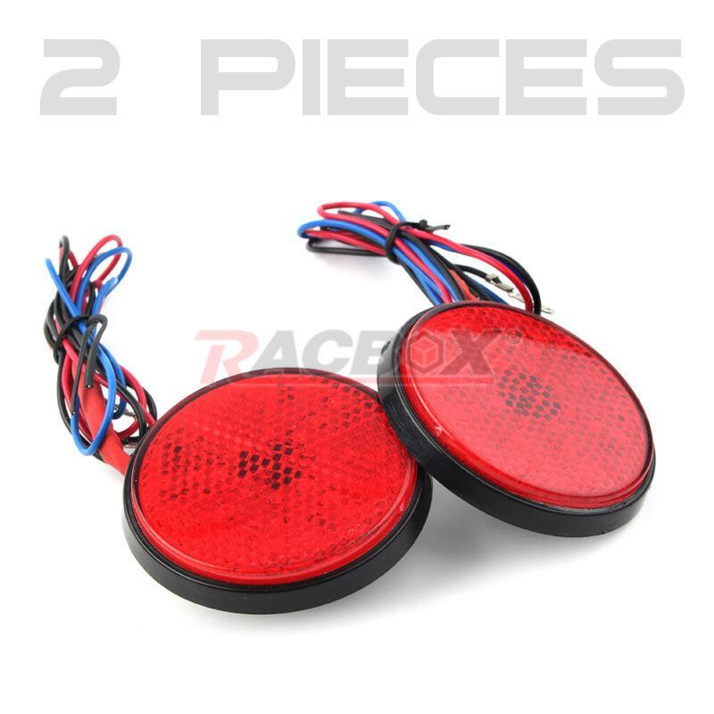 2X Car Motorcycle Red Reflector Round 24 LED Brake Turn Signal Tail Stop Light