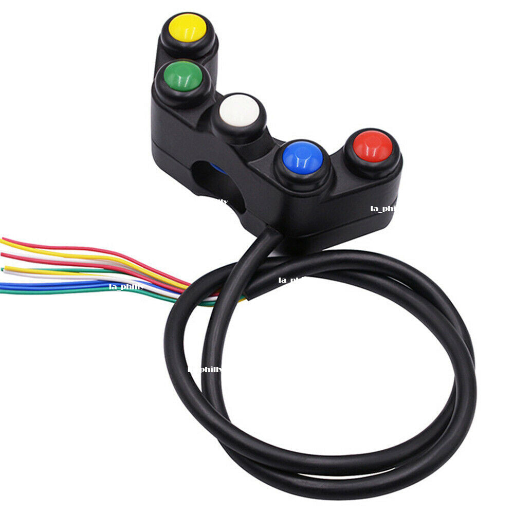 5 Button Motorcycle Handlebar Mount Turn Signal Lights Switch 22mm 7/8 Q