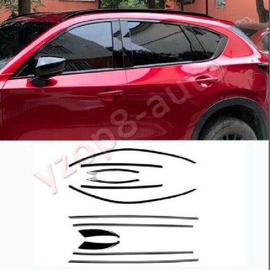 12Pcs for Mazda CX-5 2017-2021 Steel Black Window Molding Full Strip Cover Trim
