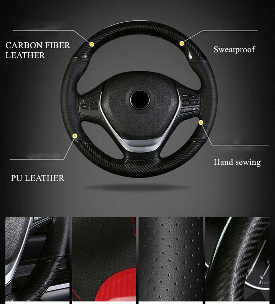 DIY Car Steering Wheel Cover Glossy Carbon Look Car Interior Accessories