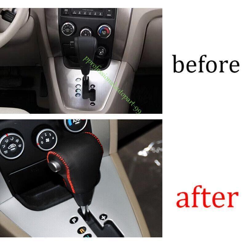 Black leather gear shifter head cover for Hyundai for Tucson 2005-2009