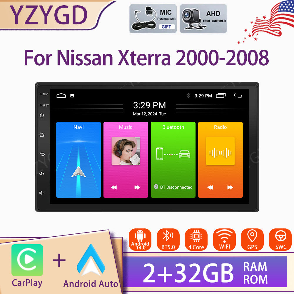 for Nissan Xterra 2000-2008 Carplay Android 14 Car Radio GPS Navi 2+32GB Screen