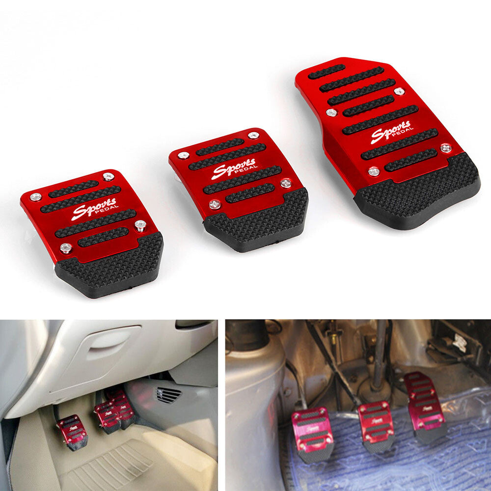 Red 3X Vehicle Accelerator Brake Foot Pedal Cover Pad Car Auto Transmissio Q