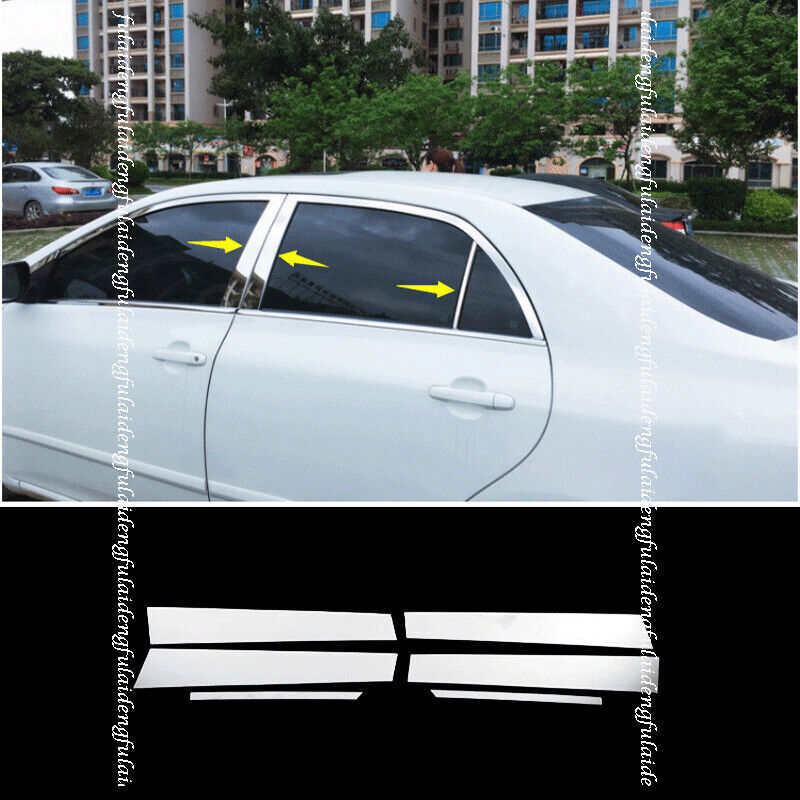 Chrome Pillar Posts for Toyota for Corolla 09-13 6pc Set Door Trim Mirror Cover Kit