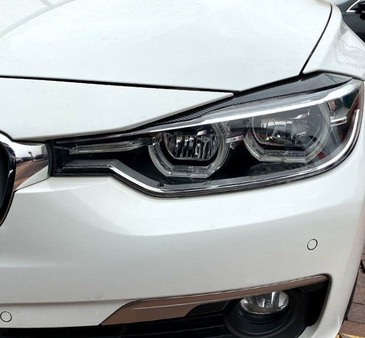 Glossy Black Headlights Eyebrows Cover Trim Fit for BMW 3 Series F30 F34 2013-18