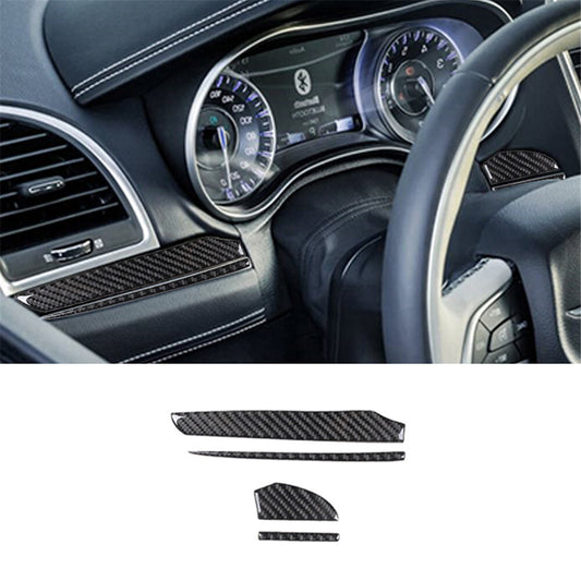 4Pcs Driver Dashboard Trim Strip Cover Carbon Fiber for Chrysler 300 2015-2017