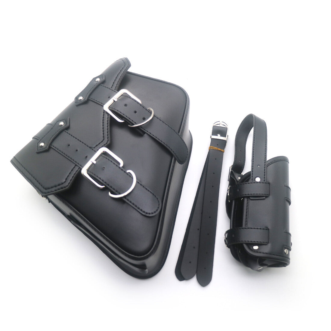 Black Artificial Leather Right Saddlebag With Drink Holder For Sportster XL 1200 Q