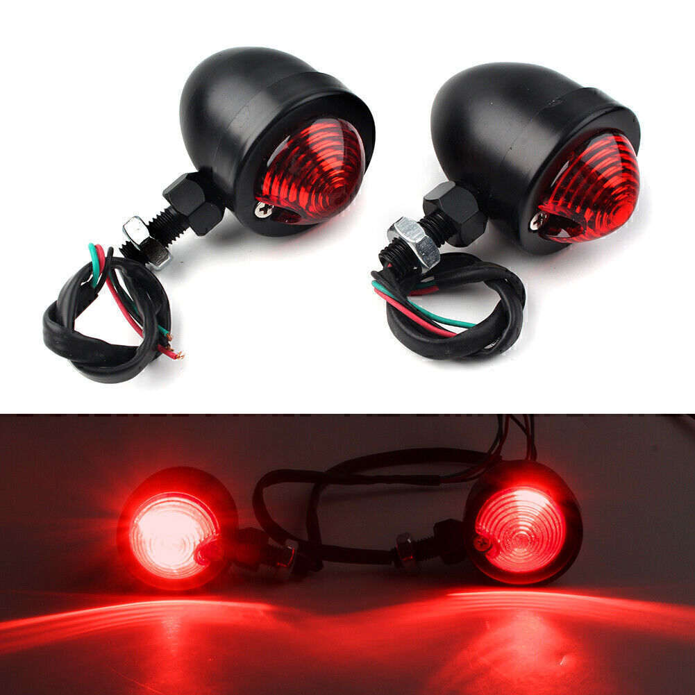 Black Motorcycle 12V LED Turn Signals Blinker Indicator Light Red Lamp Q
