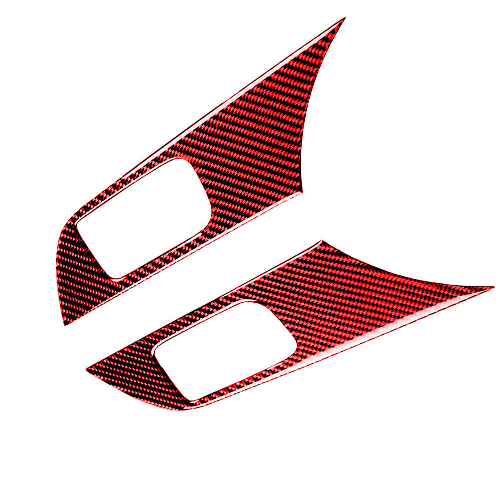 2X Red Carbon Fiber Door Handle Panel Cover Trim for Mitsubishi Lancer 2008-2015