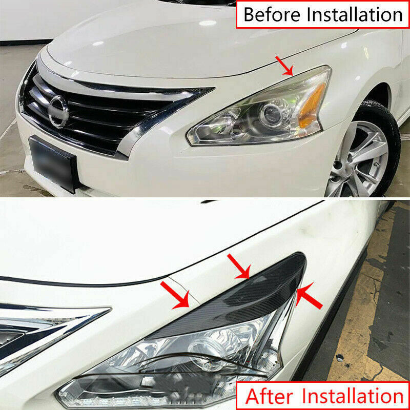 2013-2015 for Nissan Altima Teana Real Carbon Fiber Headlight Lamp Eyebrow Trim